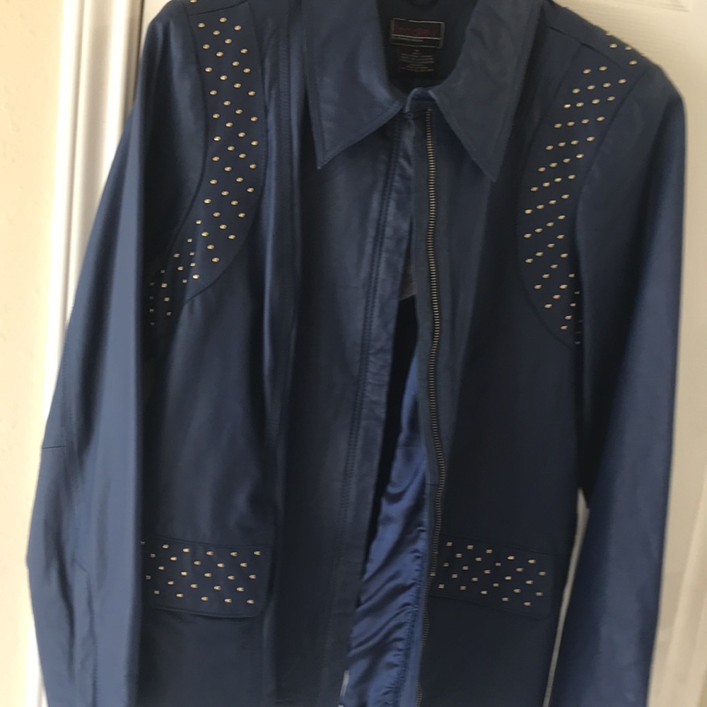 Bradley by Bradley Bayou leather jacket with front zipper. NWT